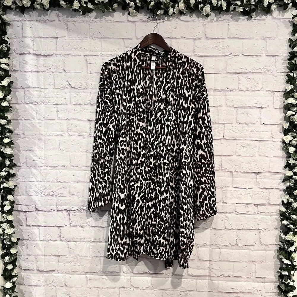 Cacique‎ Size 14/16 Kimono Wrap Robe Short Leopard Animal Print Polyester